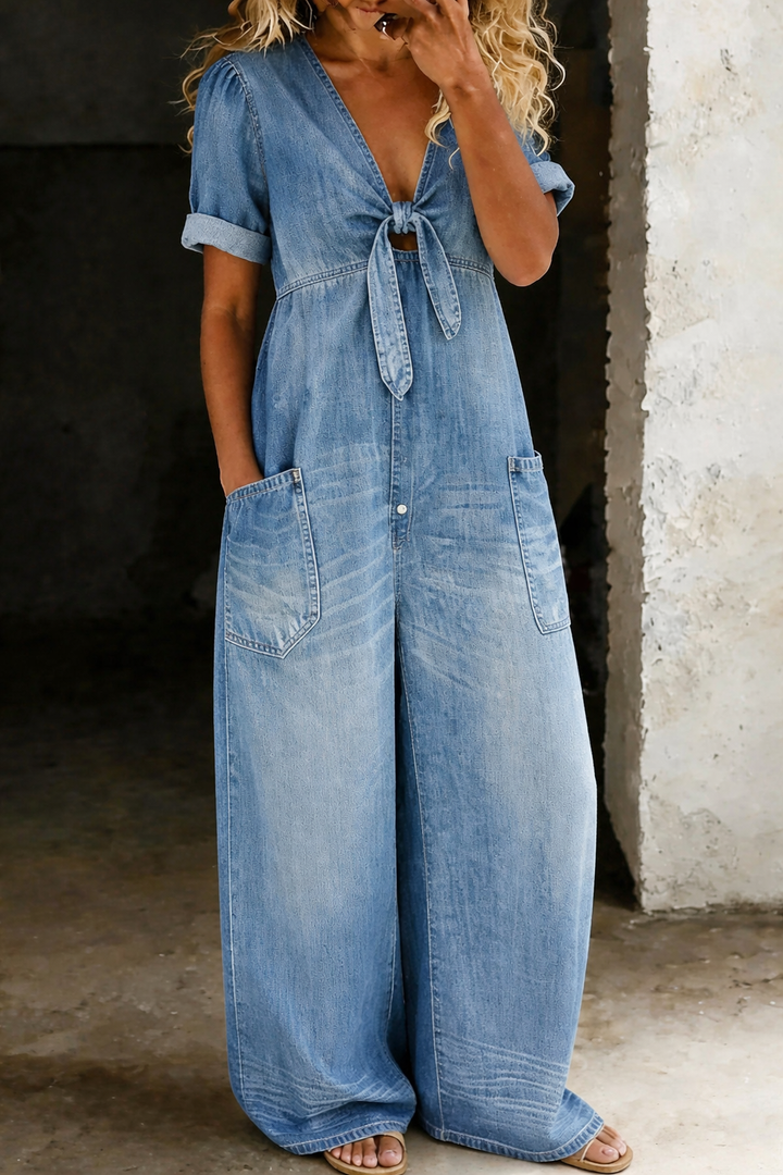 Maya - V-Ausschnitt Kurzarm-Overall