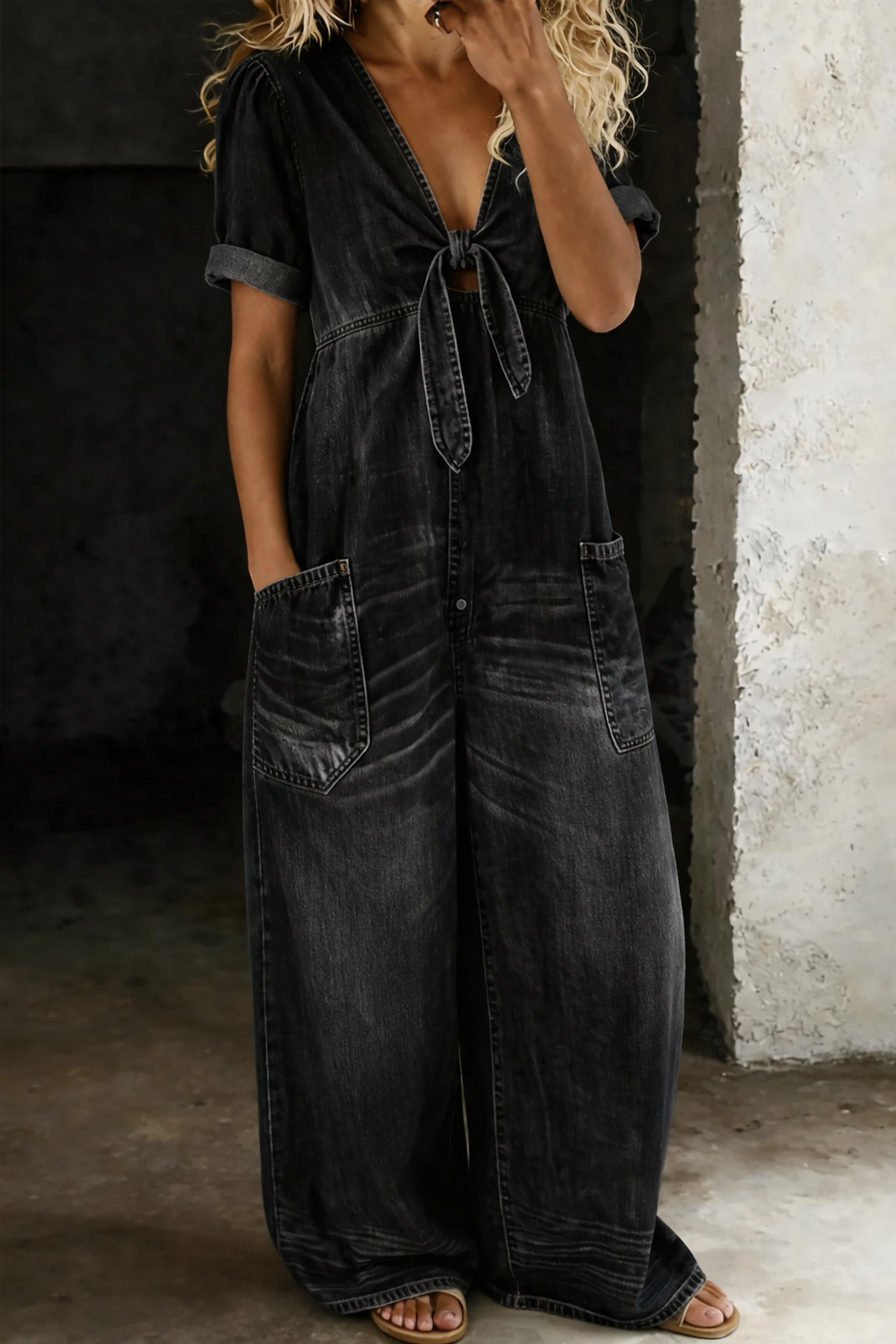 Maya - V-Ausschnitt Kurzarm-Overall