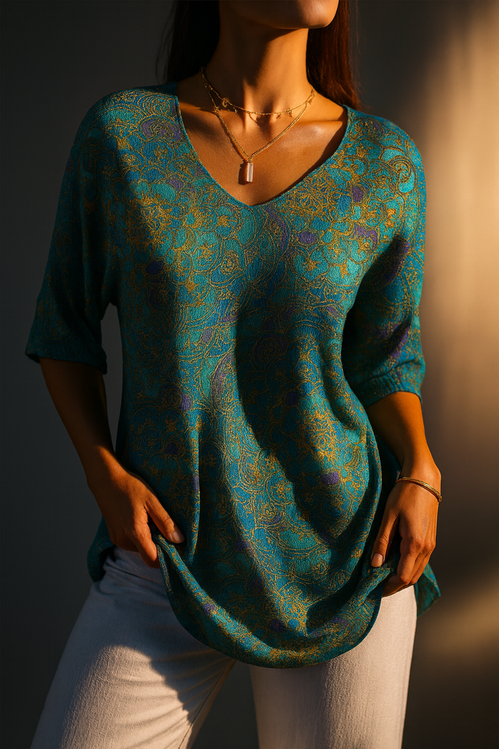 Alexandra - Damen Retro Kunstdruck Freizeit Pullover Strick