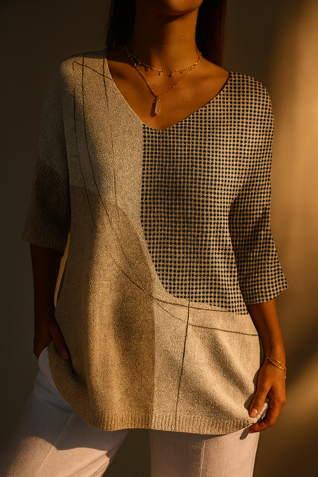 Melanie - Damen Pullover mit abstraktem geometrischem Muster