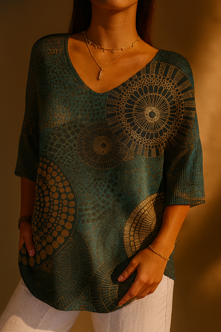 Zoey - Vintage Kreis Totem Abstrakte Geometrie Lässiger Pullover