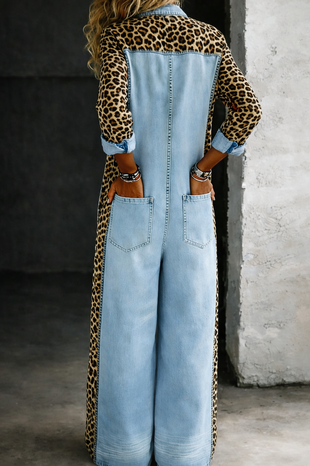 Amanda - Einteiler Denim Hemd Jumpsuit