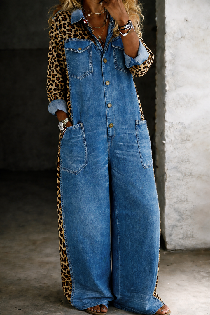 Amanda - Einteiler Denim Hemd Jumpsuit