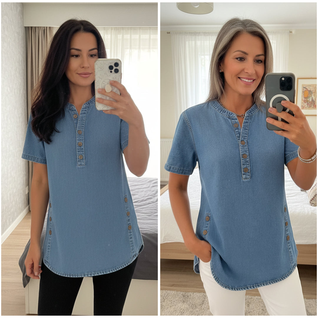 Nelle - Denim-Bluse mit lockerer Passform