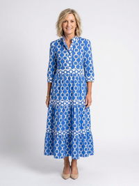 Ysolde - Midi-Kleid mit drei Viertelärmeln und Kettenmuster