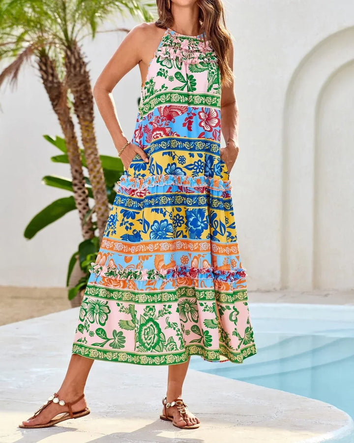 Juliette - Schickes Boho Halter-Tiered Maxikleid