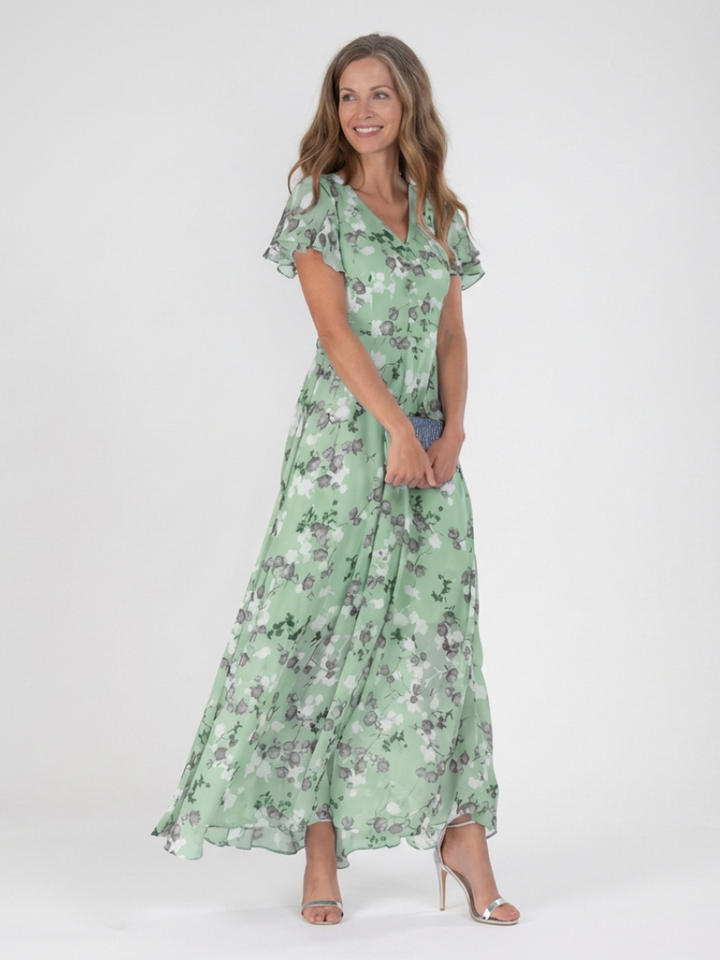 Ismeria - Florales Chiffon Maxikleid