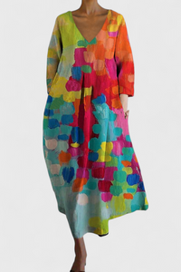 Beatrix - Bequemes V-Ausschnitt-Kleid