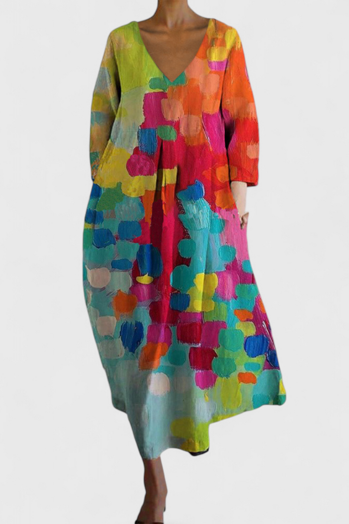 Beatrix - Bequemes V-Ausschnitt-Kleid