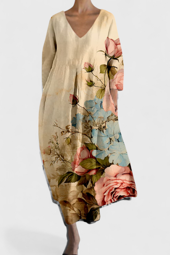 Beatrix - Bequemes V-Ausschnitt-Kleid