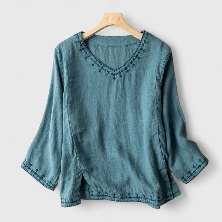 Monroe - Elegante V-Ausschnitt Bluse