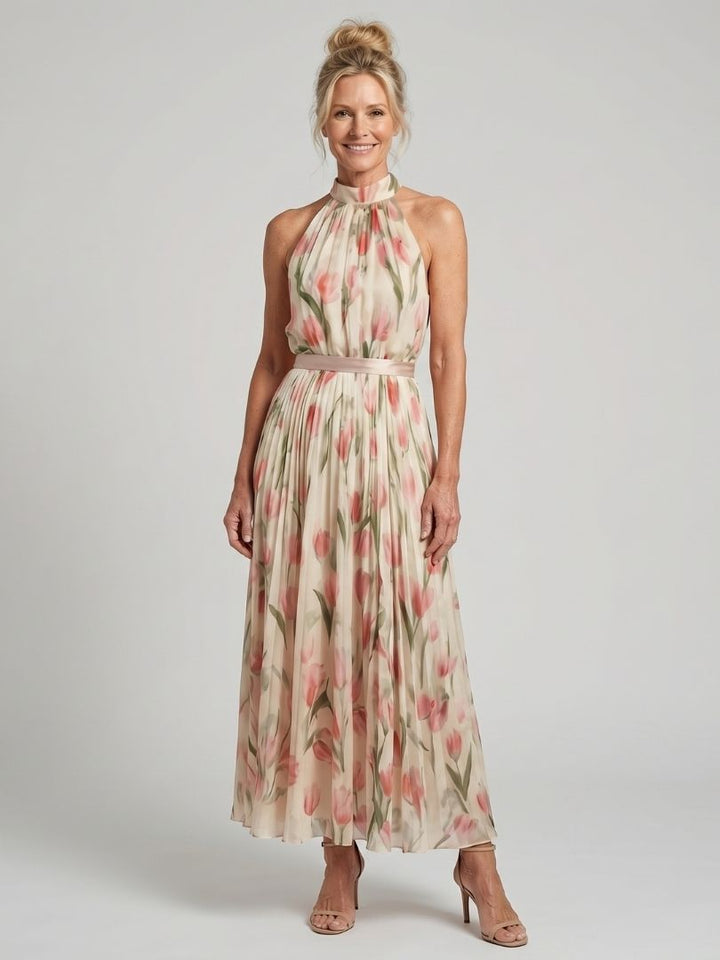 Aurelle - Halter-Neck Blumenkleid Midi