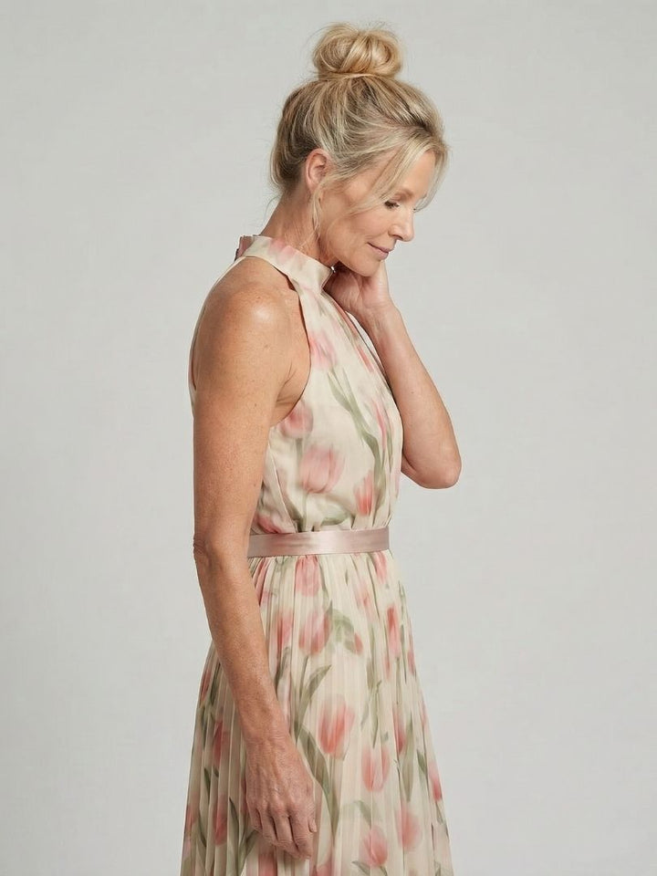 Aurelle - Halter-Neck Blumenkleid Midi
