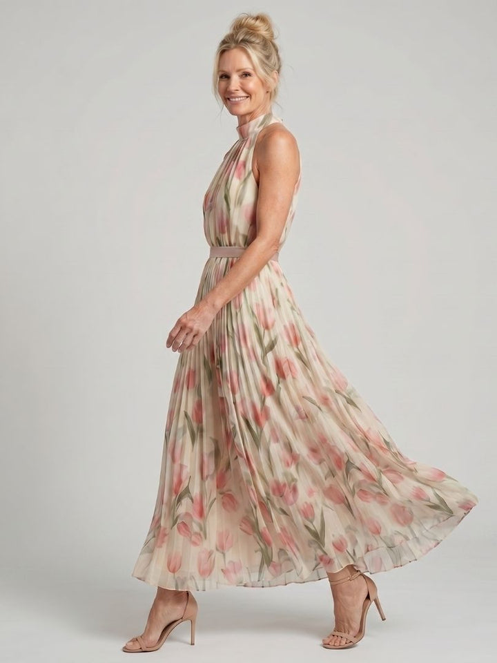 Aurelle - Halter-Neck Blumenkleid Midi