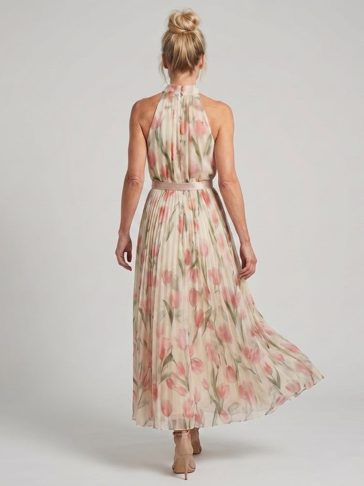 Aurelle - Halter-Neck Blumenkleid Midi