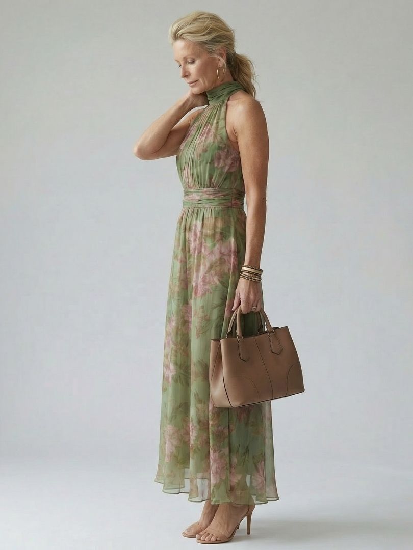 Mirelle - Gathered Halter Midi Kleid