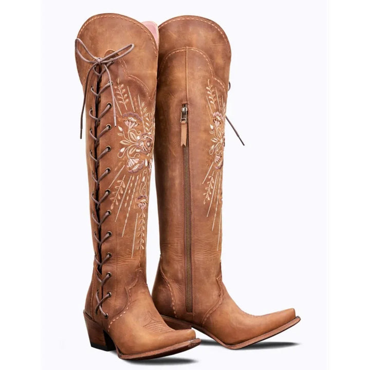 Valencia - Bestickte Schnürstiefel