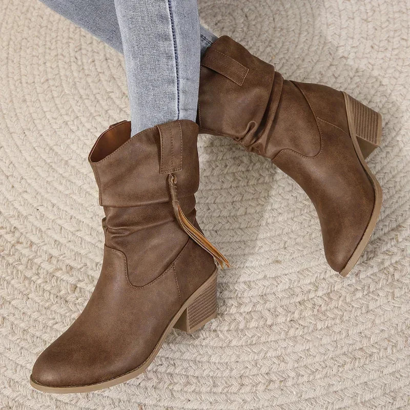 Mia - Geflochtene Western-Stiefeletten