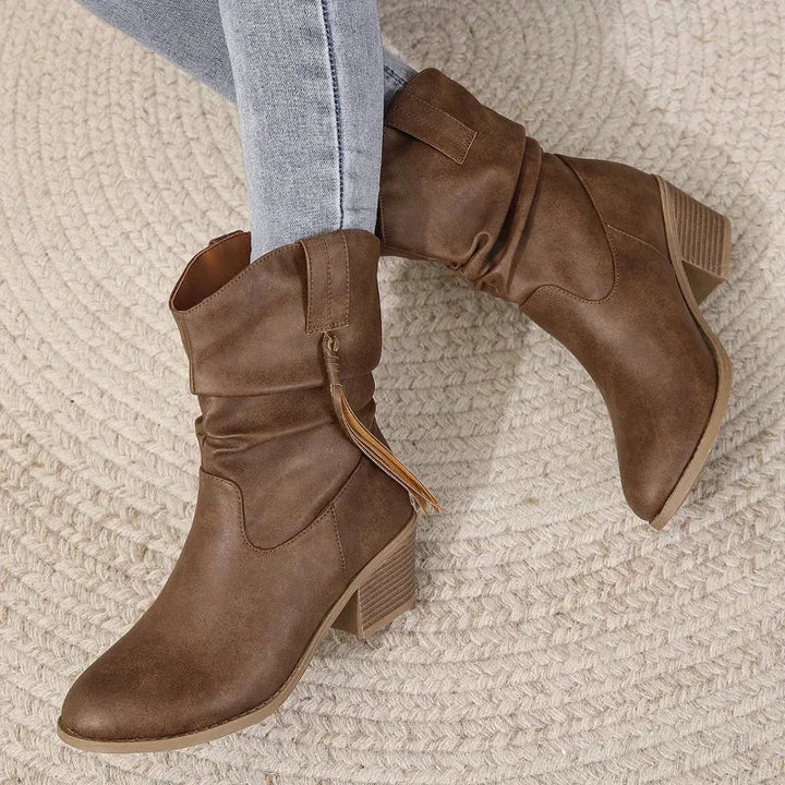 Mia - Geflochtene Western-Stiefeletten