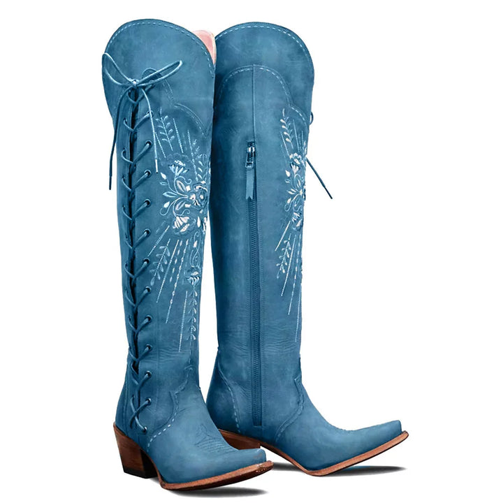 Valencia - Bestickte Schnürstiefel