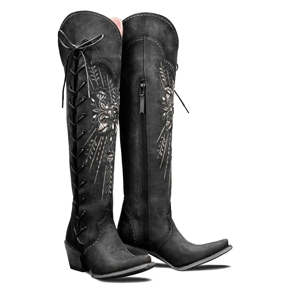 Valencia - Bestickte Schnürstiefel