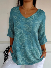 Miller - Damen Vintage Ethnische Blumen Lässiger Pullover Strick