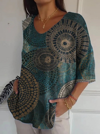 Zoey - Vintage Kreis Totem Abstrakte Geometrie Lässiger Pullover