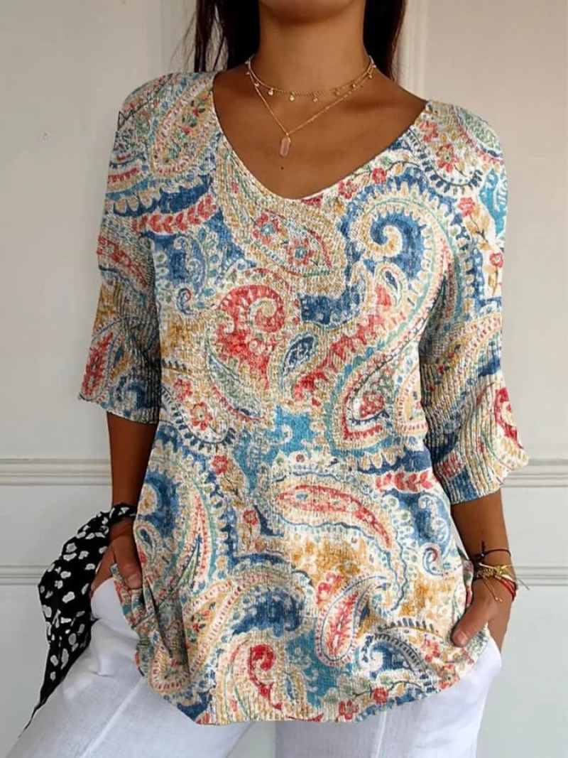Mary - Damen Vintage Ethnische Blumen Lässiger Pullover Strick