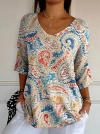 Mary - Damen Vintage Ethnische Blumen Lässiger Pullover Strick