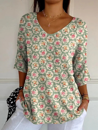 Williams - Damen Vintage Ethnische Blumen Lässiger Pullover Strick