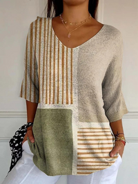 Nevaeh - Damen Abstract Geometric Pattern Kunstdruck Strickpullover