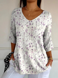 Sadie - Damen Vintage Blumen Kunst Casual Pullover Strick