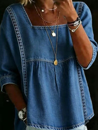 Lily - Vintage Lockere Denim-Bluse