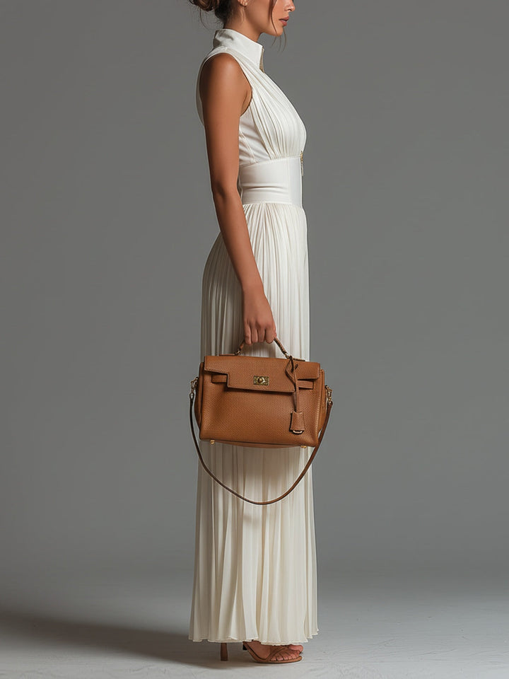 Sofia - Jumpsuit Weisser Faltenchiffon