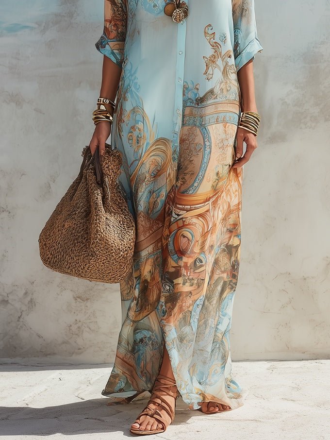 Lorna - Elegantes Maxi-Hemdkleid mit mediterranem Flair