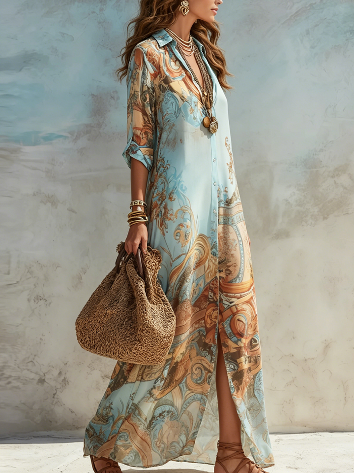 Lorna - Elegantes Maxi-Hemdkleid mit mediterranem Flair