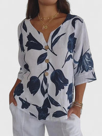 Zaria - Bequeme V-Ausschnitt Bluse
