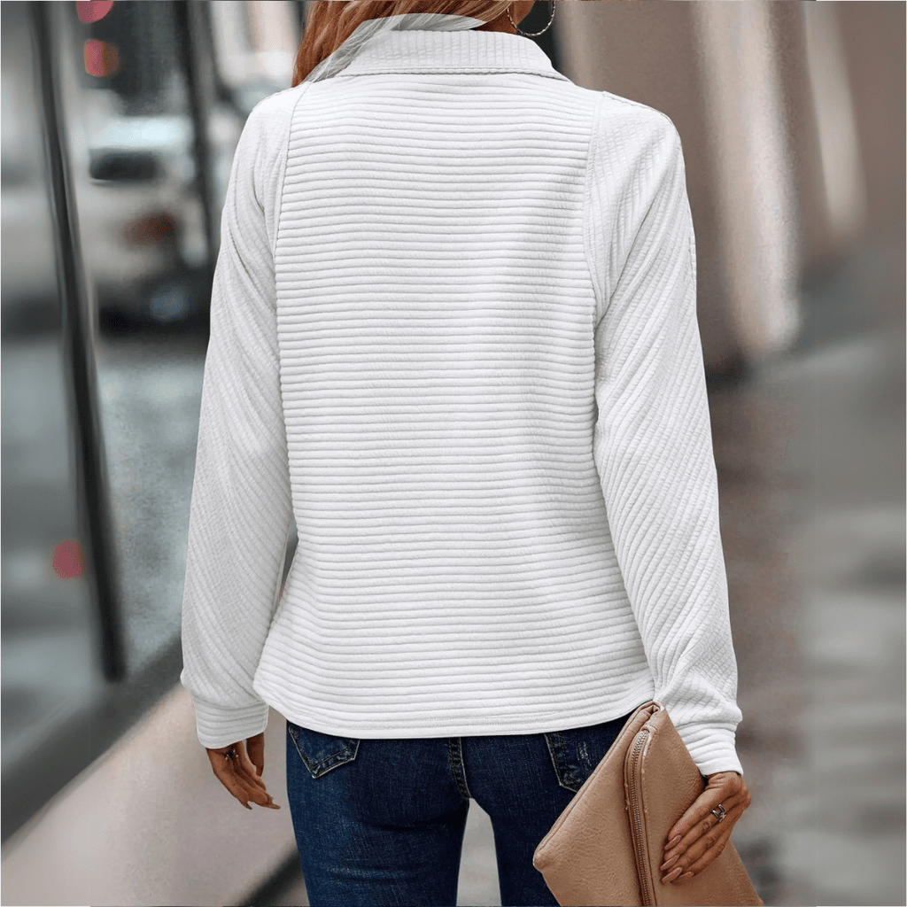 Almeke | Damen Ripp-Pullover mit Reißverschluss