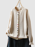 Almhild | Damen Rundhals Strickjacke mit Knöpfen