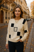 Almira | Damen Rundhals-Patchwork Strickpullover