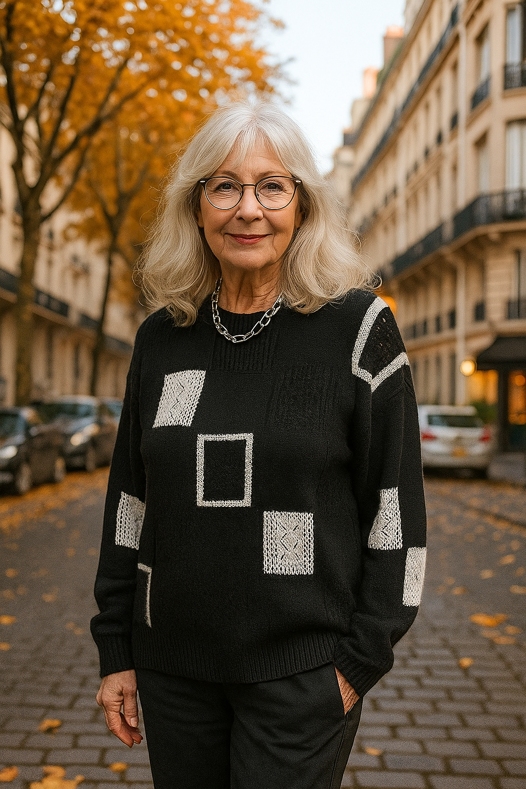 Almira | Damen Rundhals-Patchwork Strickpullover
