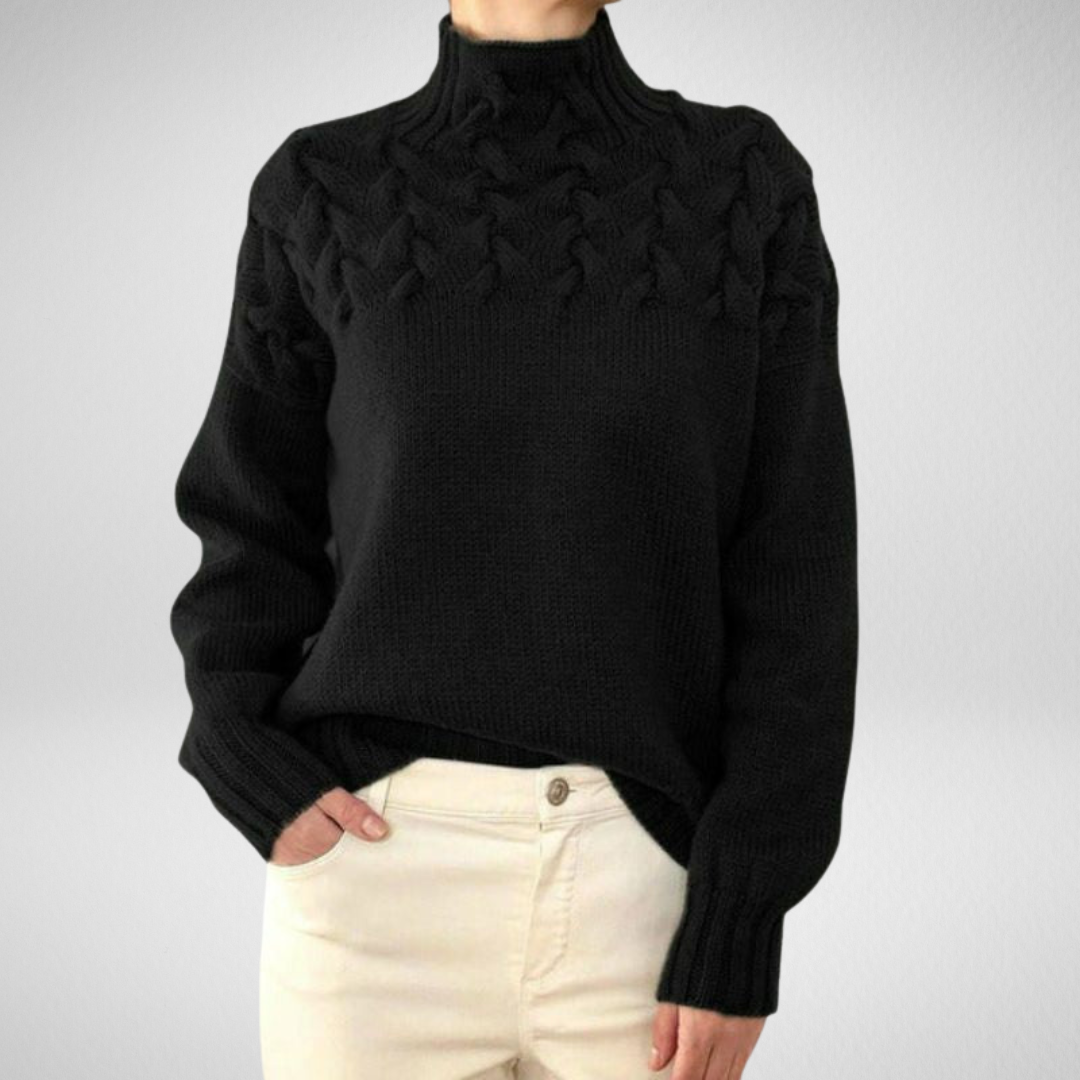Almonde | Damen Rollkragenpullover mit Zopfmuster