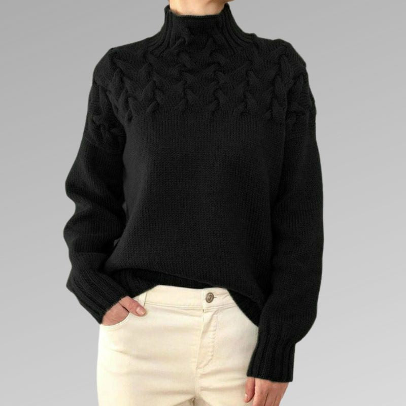 Almonde | Damen Rollkragenpullover mit Zopfmuster