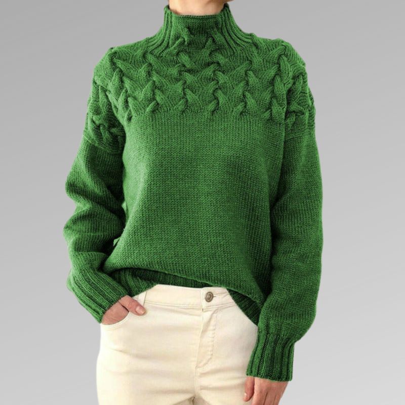Almonde | Damen Rollkragenpullover mit Zopfmuster
