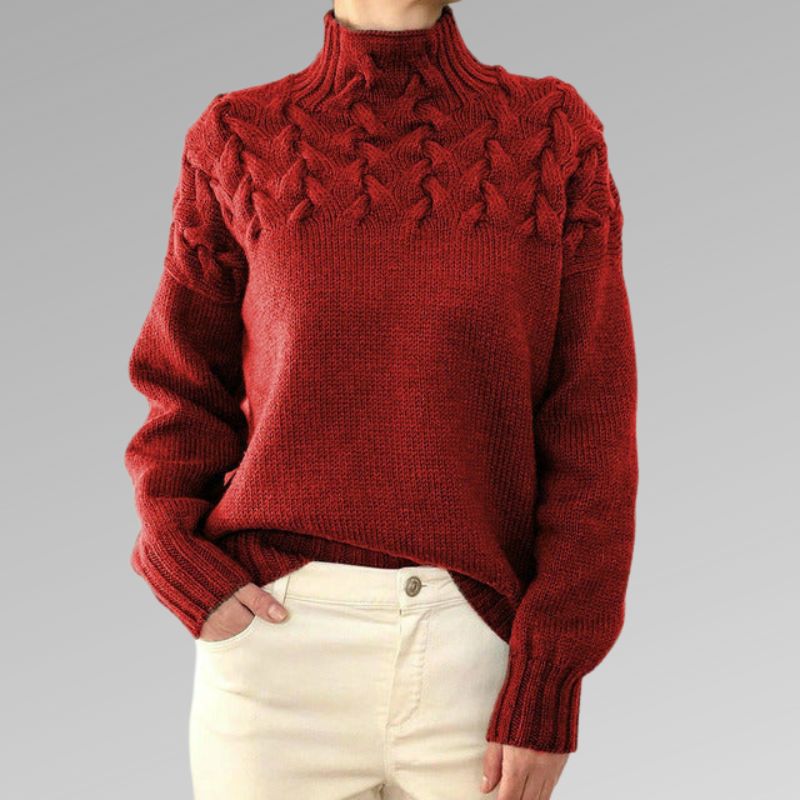 Almonde | Damen Rollkragenpullover mit Zopfmuster