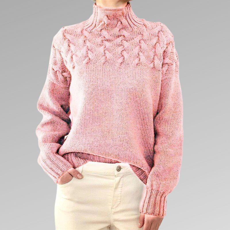 Almonde | Damen Rollkragenpullover mit Zopfmuster