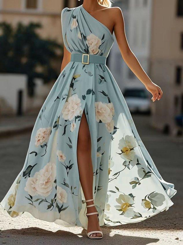 Julie - Florales One-Shoulder Maxikleid aus Chiffon