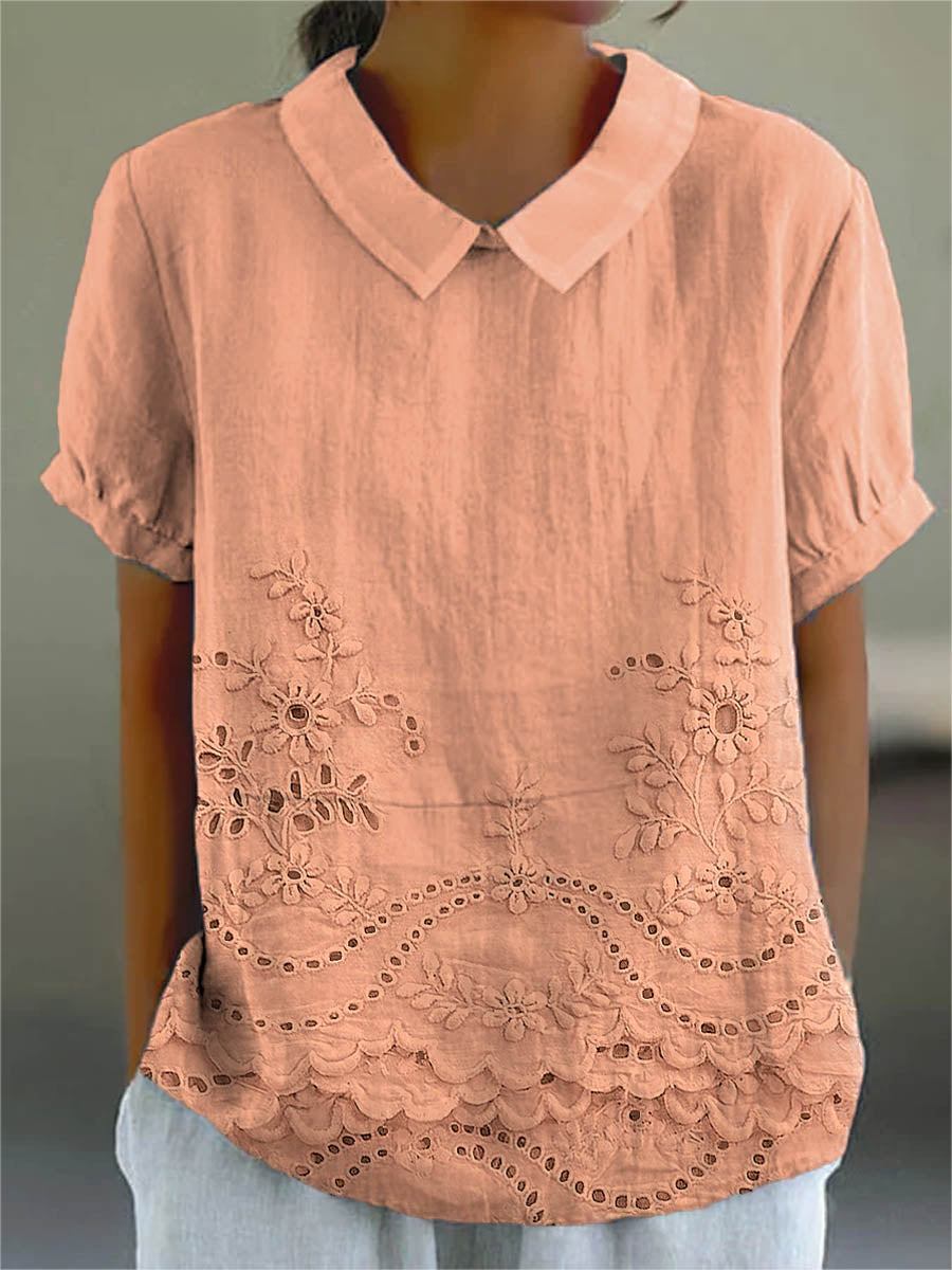 Lily - Floral Besticktes Shirt