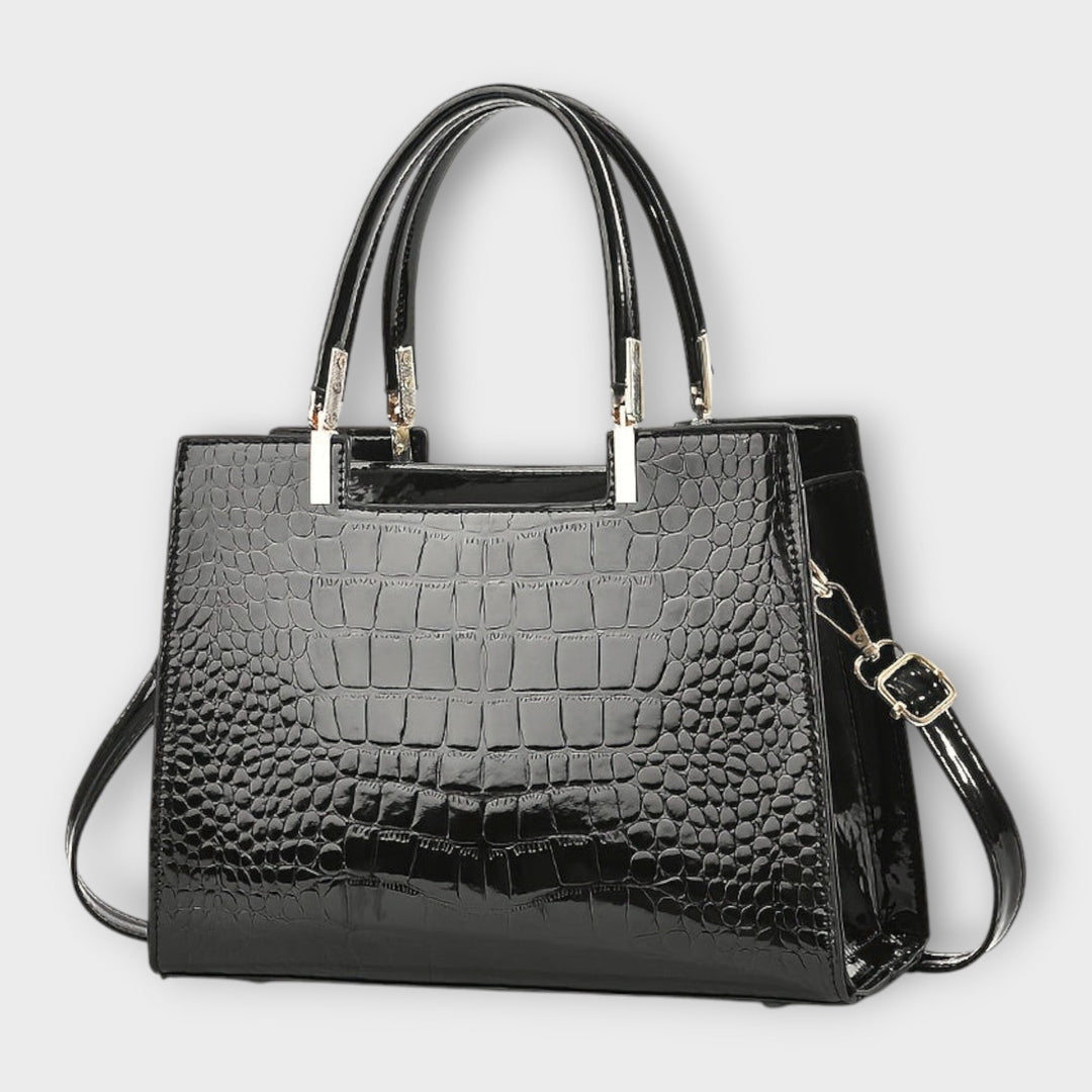 Eleanor - Glänzende Krokodilprägung Handtasche