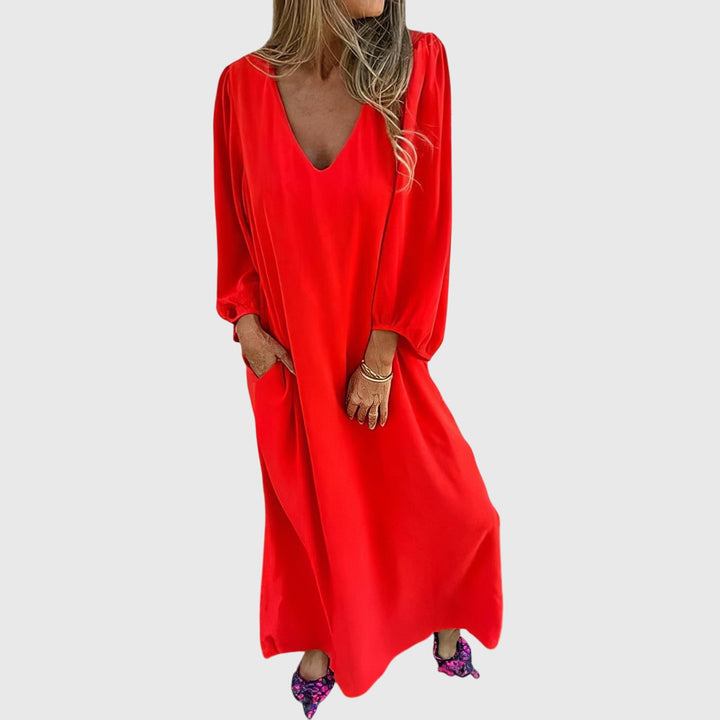 Erika - Langes Boho-Kleid mit Taschen